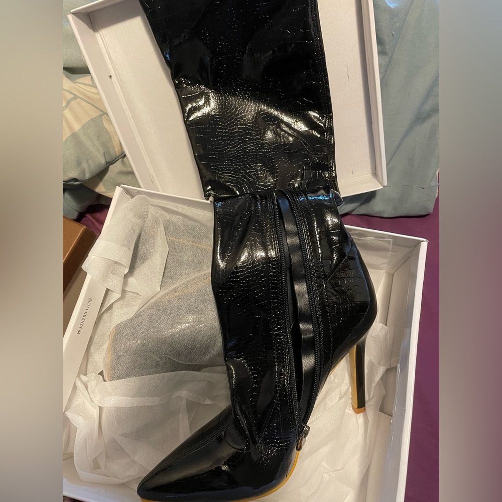 Black high heel boots